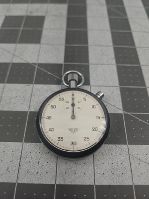 Vintage Heuer Swiss Made 53mm 7 Jewel Stopwatch - WORKING - Image 1 of 4