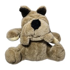 Vintage Cuddle Wits Bulldog Plush Tan 8" Tall Clean Stuffed Animal Toy 80s 90s