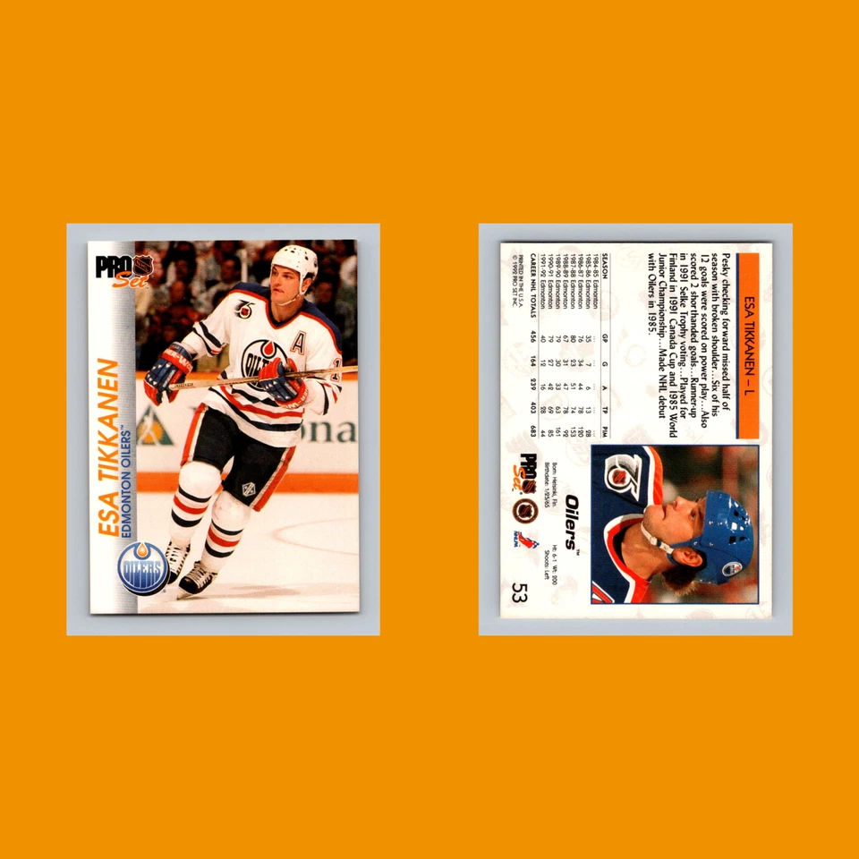Esa Tikkanen #53 1992-93 Pro Set Edmonton Oilers Hockey Card NHL - Image 3 of 3