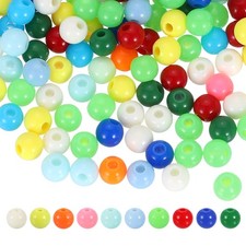 200pcs Random Dark Color Acrylic Round Beads 6mm Plastic Resin Loose Bead