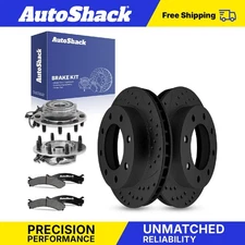 Front Drilled Slotted Brake Rotors Ceramic Pads Hubs for Hummer H2 6.0L V8