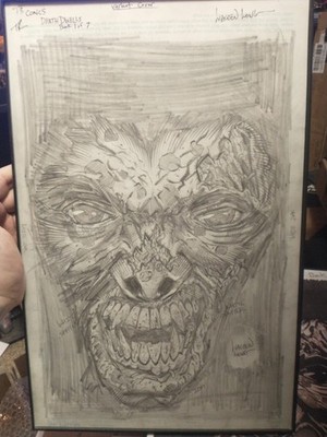 Original Comic Book Cover Pencild Death Dwells #1 Walden Wong Variant 