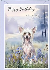 Biglietto Compleanno Cane Crestato Cinese (4"x 6") con Interno Vuoto - by Starprint