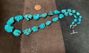 Ethnic  turquoise color Howlite nugget necklace//$0.85 combine s/h fee(g169-w3)