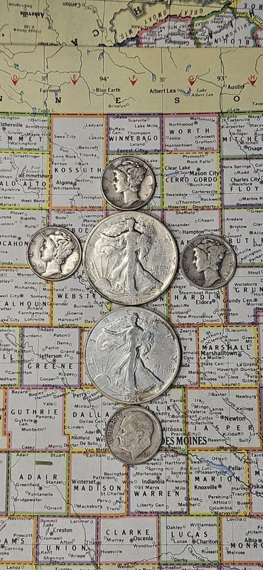 Vintage US Coin Estate Auction[ 6 Coin Lot]  1 oz PURE SILVER! 90% US Coinage