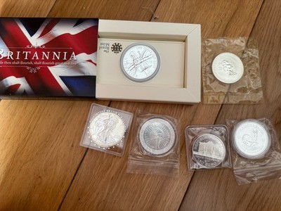 6x Silber 1oz Münzen Konvolut Restposten Silber Britannia 2011, American Eagle, Maple,