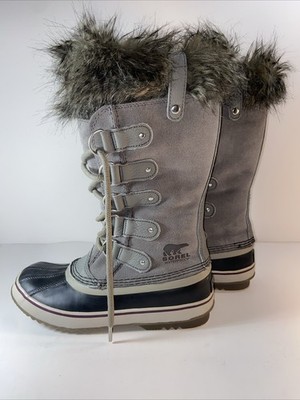 Sorel  Boot Womens 9 Black Rubber Gray  Suede Lace Up
