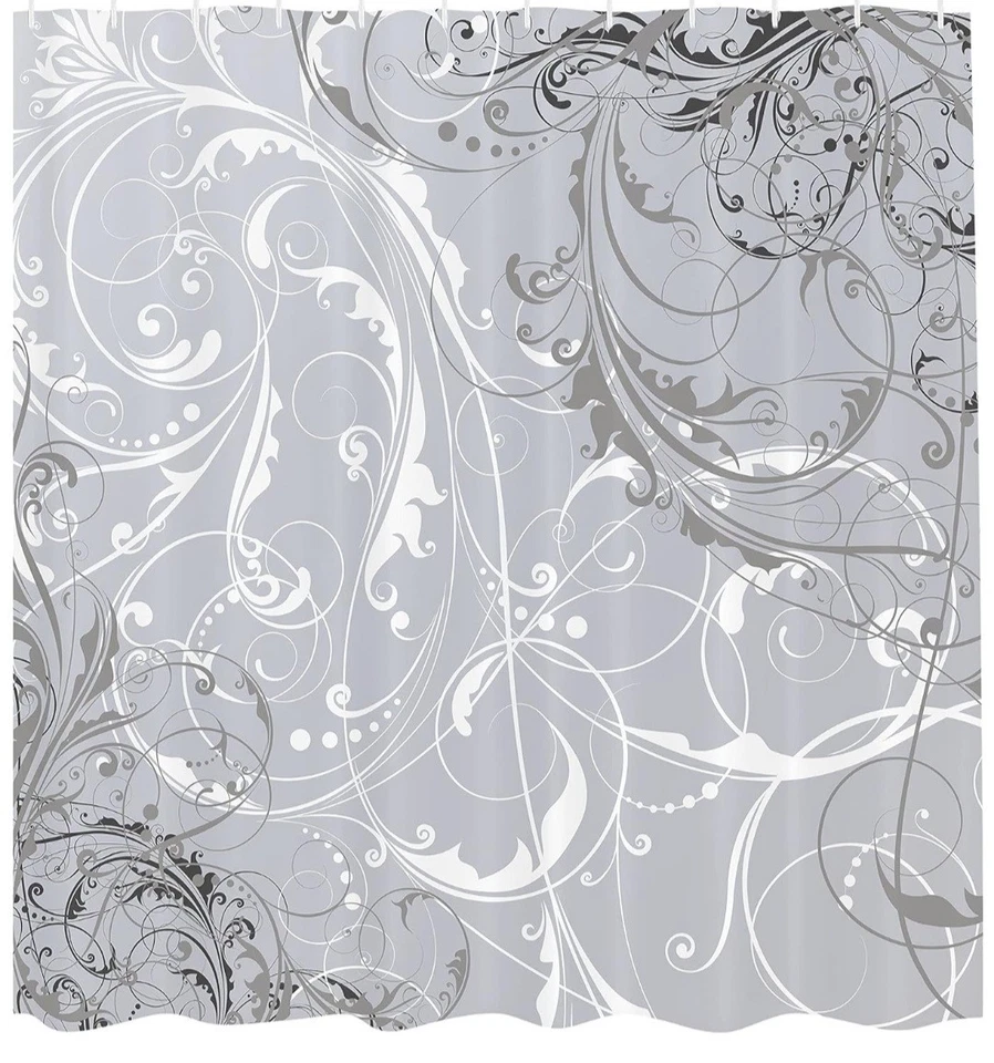 ¡Cortina de ducha 69x75 floral gris glamuroso y plateado nueva sin etiquetas! Foto 3 de 4