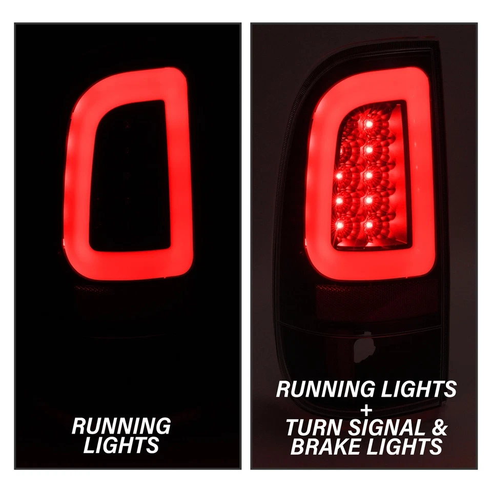 Negro Para 1997-2003 Ford F150 99-07 F250 F350 SD LED Tubo Luces Traseras Lámpara de Freno Foto 3 de 4