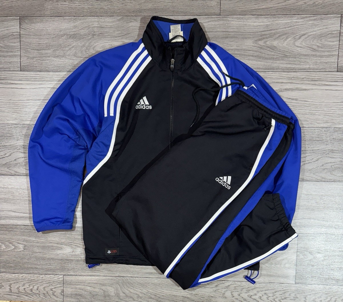 Rare Vintage 90s Adidas Striped Nylon Track Suit Pants Jacket Size