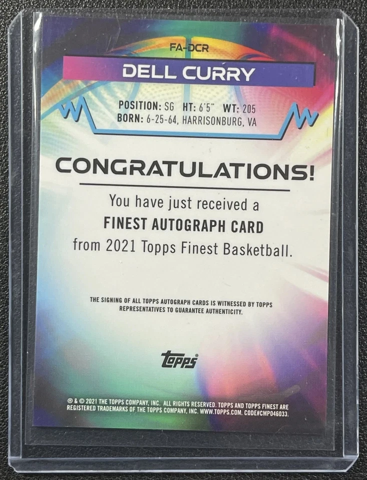 DELL CURRY 2021-22 TOPPS FINEST #FA-DCR GOLD REFRACTOR AUTO 22/50 - Image 2 of 2