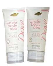 2 X Dove Whole Body Deodorant Aluminum Free Ph Balancing Cream Raspberry & Rose
