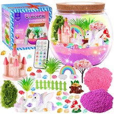 Unicorn Light Up Terrarium Kit for Girls Ages 4-12, DIY Unicorn Crafts Toy Se...