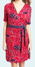LILLY PULITZER Adalie Short Sleeve Floral Wrap Dress Pinkish Red Navy Sz XS