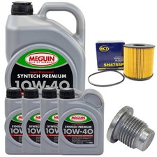 Motoröl Filter Set 10W-40 Meguin 9 Liter + Schraube für Opel Movano 2.2 DTi X70