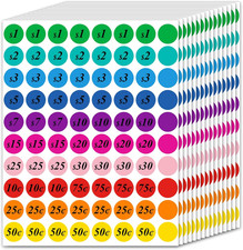 1600 Pcs 3/4 Inch Garage Sale Price Stickers Pre-Priced for Flea Markets, County