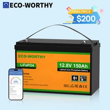 ECO-WORTHY 1920Wh 12V 150Ah LiFePO4 Lithium Battery Bluetooth RV Trolling Motor