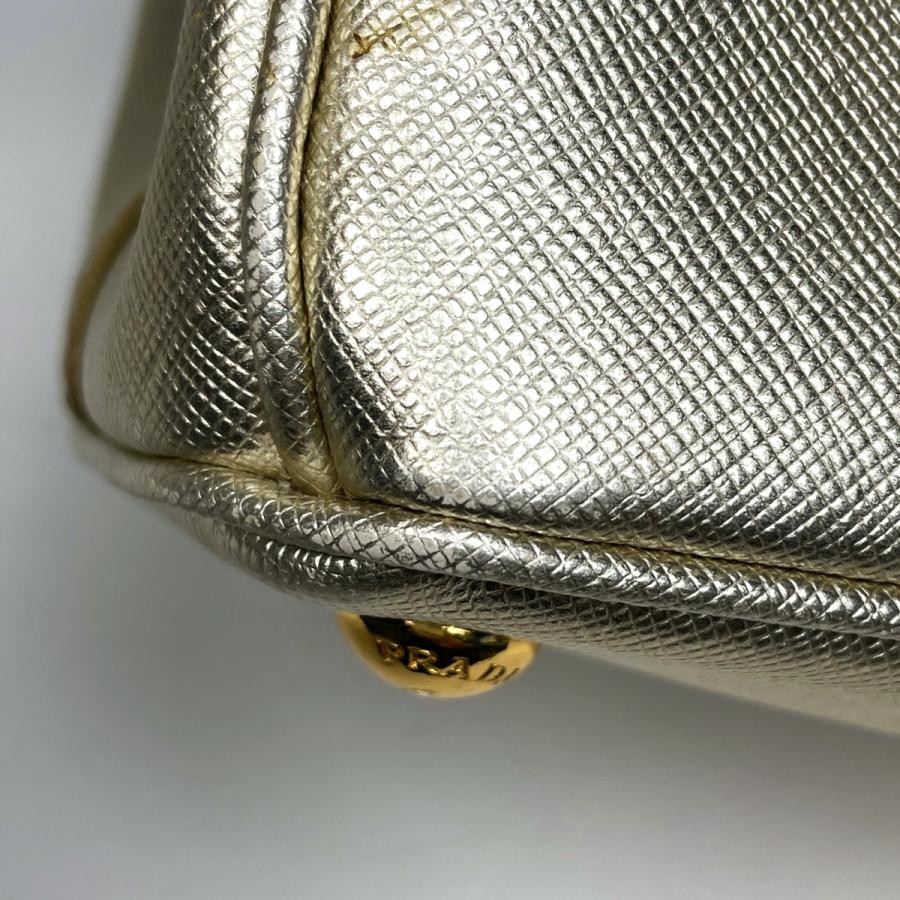 PRADA Galleria 2-Way Shoulder Bag Handbag Leather Gold #BS908 thumbnail 3