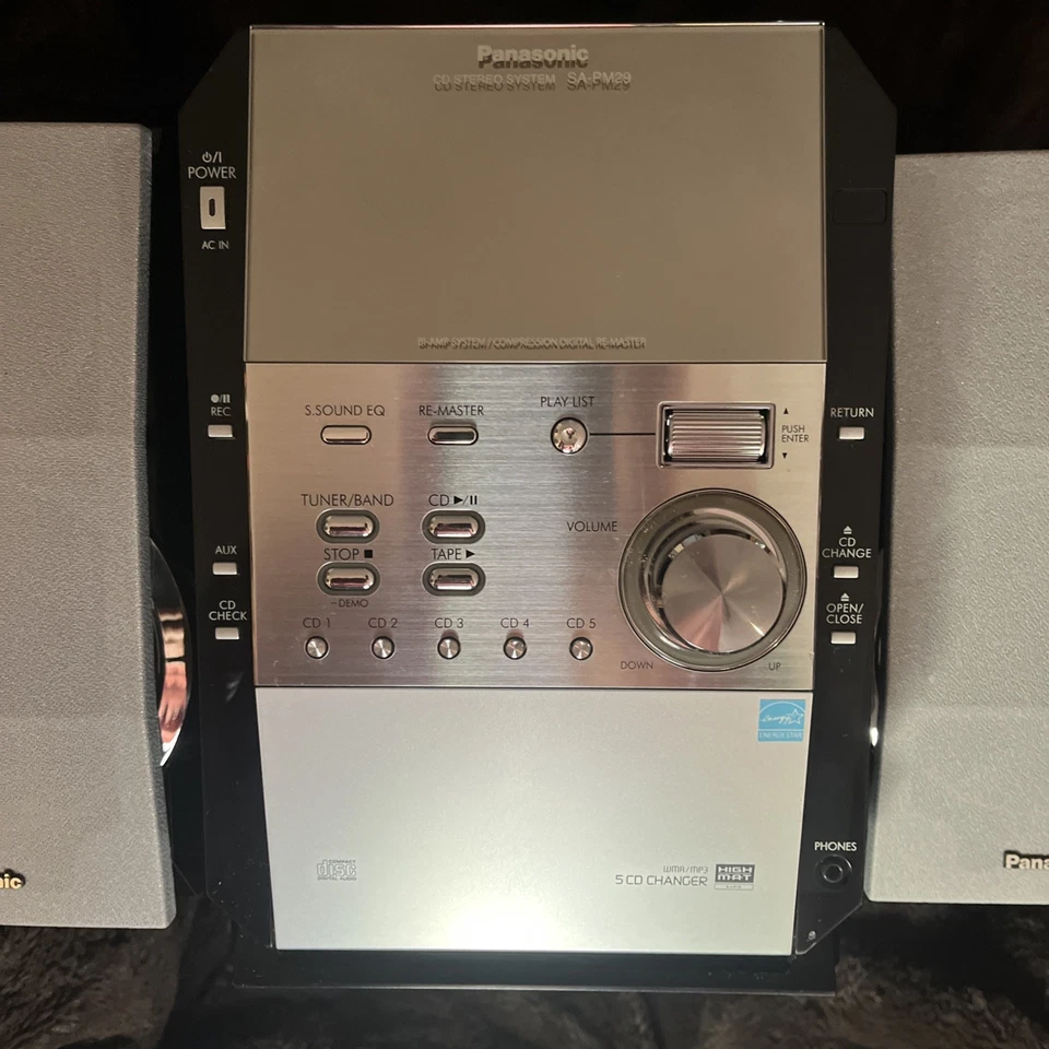 Panasonic SA-PM29 Compact Stereo System-5 CD-Cassette-No Remote-TestedWorks AMFM - Image 2 of 4