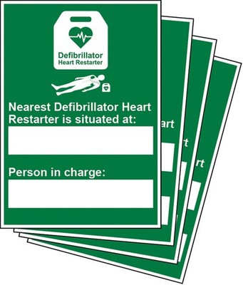 Click Medical Nearest Defibrillator Schild Hartplastik Grün Größe 20X30CM