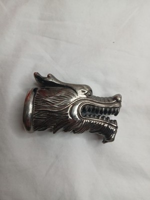 Vtg Heavy Cast Metal Dragon Head Cane Collar Walking Stick Ferrule Sleeve 5.4oz