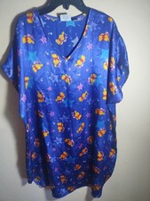 Vintage Winnie The Pooh Night Gown Women L Silky Comfy Fit Stars