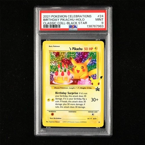 PSA 9 MINT 2021 Pokemon ENG Birthday Pikachu #24 Holo(2)