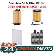 2016 INFINITI Q50 2.0L Complete Cabin, Air & Oil Filter Kit (0W-40)