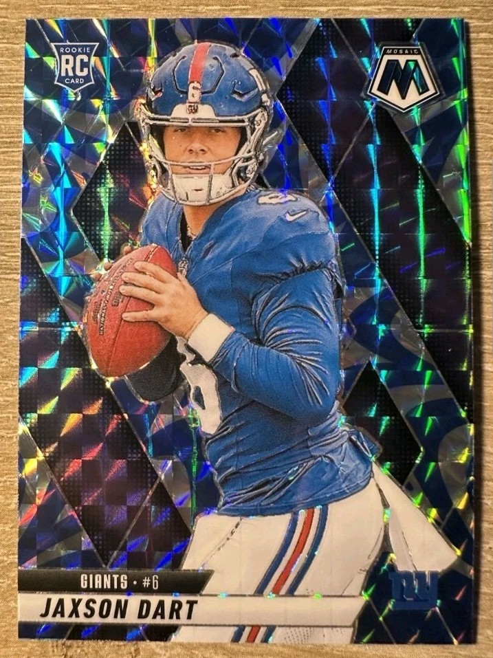 2025 Panini Mosaic Jaxson Dart Reactive Blue Prizm RC #362 Giants SP