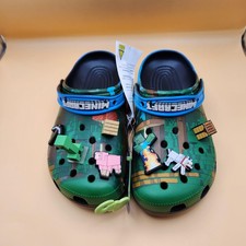 Crocs Minecraft Classic Clog Shoes Size Mens 6 Green Game Charms 210829-90H
