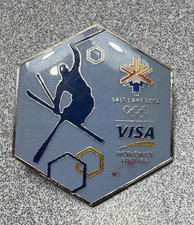 2002 Salt Lake Olympic Ski Pin Vintage Visa Sponsor