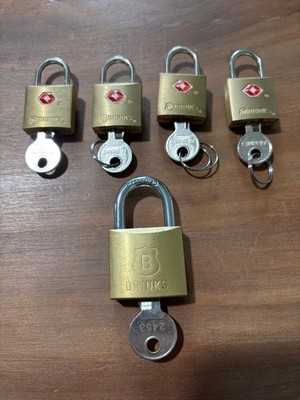 Brinks TSA Luggage Locks Set + Padlock Lot 5 Total Keys Included