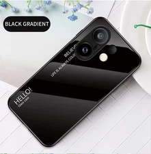 For vivo X200 FE, Luxury Gradient Back Glass Shell Soft Bumper Back Case Cover