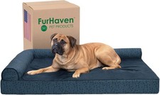 Furhaven Memory Foam Dog Bed for Large Dogs w/ Removable Bolsters  Washable