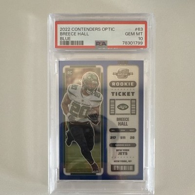 2022 Panini Contenders Optic Breece Hall Rookie Ticket Blue Prizm /99 PSA 10