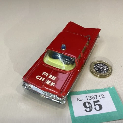 VINTAGE 1960S CORGI TOYS 482 CHEVROLET IMPALA FIRE CHIEF DIECAST CAR