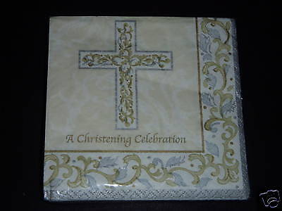 Neuf dans leur emballage fête célébration de baptême GRACE 16 pièces serviettes déjeuner fournitures de fête religieux - Photo 1 sur 1