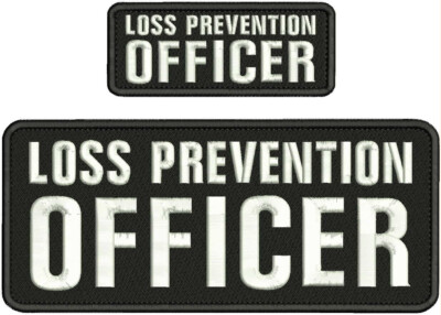 LOSS PREVENTION OFFICER  EMB PATCH 4X10 AND 2X5 HOOK ON BACK WHITE ON BLACK