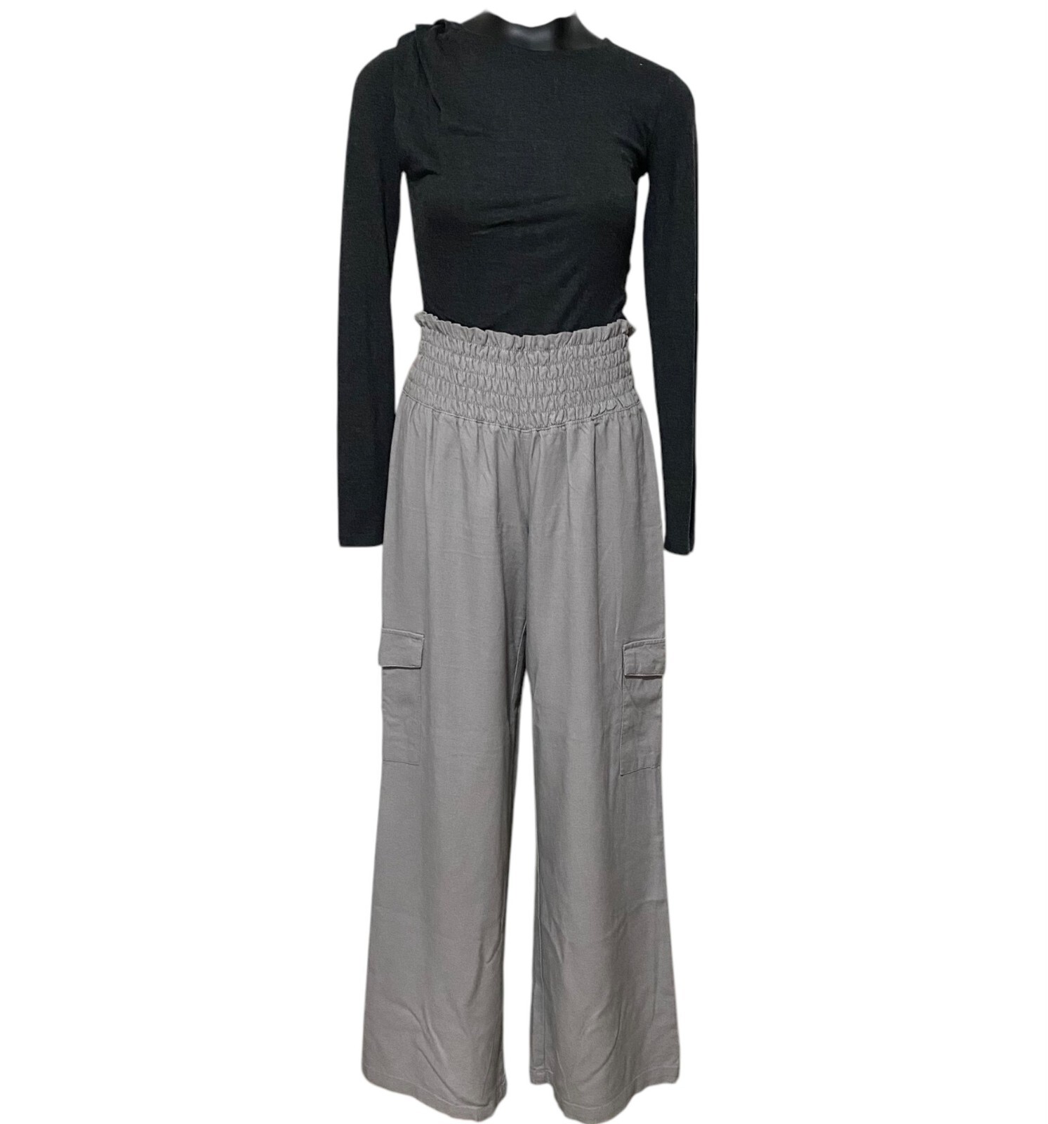 NEW Rewash Gray Wideleg Linen Blend Pant Size Medium