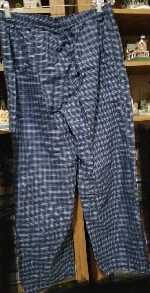 Pantalones de salón o ropa de dormir vintage Daniel Cremieux azules a cuadros con bolsillos Foto 3 de 4