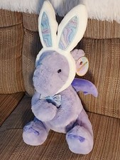 FAO Schwarz plush Purple Dragon Sparklers bow Easter bunny ears 16" NWT