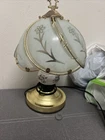 Vintage Tiffany Style Touch Lamp, Brass & Glass, Frosted Etched Shade, Floral
