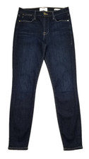 Frame Women Sz 26 Le High Skinny Crop Jeans Dame Blue Dark Wash Mid Rise Stretch