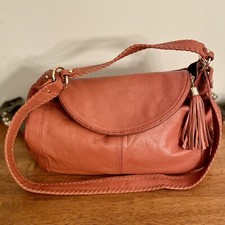 Onna Ehrlich Rachel Shoulder Bag Large Brown Leather Braided Strap Tassel Detail