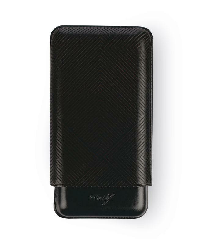 davidoff cigarette holder Davidoff Black Leather Leaf Pattern XL-3 Triple Three Cigar Case / Pouch  105581