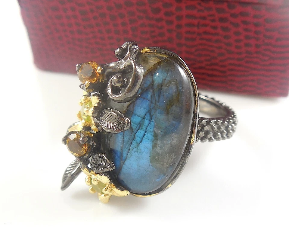 Silber 925 Designer Ring mit Labradorit - Bild 2 von 4