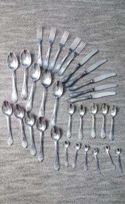 SILVER-PLATED FORKS, SPOKES, KNIVES 31 PCS. NEW .MELCHIOR Melchior SOVIET USSR.
