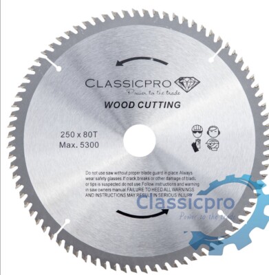 250 mm x 30 mm Bohrung + Reduzierstück 80T TCT Kreissägeblatt Tauchschnitte