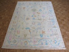 8 x 10'4 Hand Knotted Ivory Colorful Modern Oushak Oriental Rug G14591