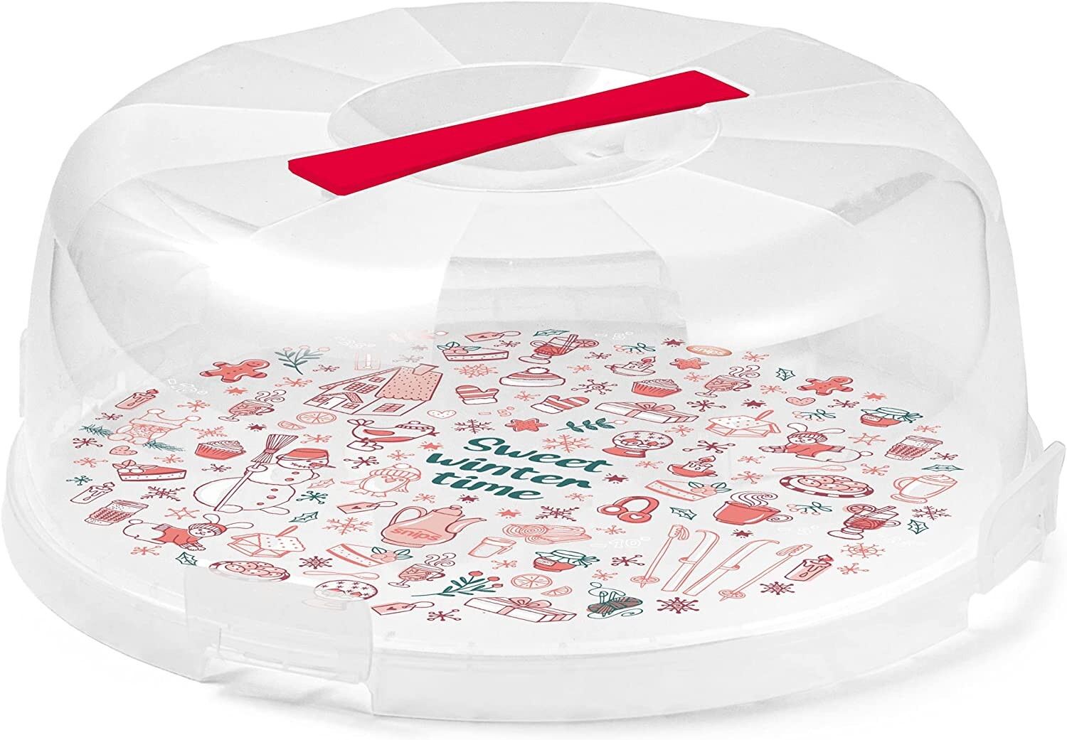 Contenitore Porta Torte Rosso Delice Winter - Diametro 28cm Snips